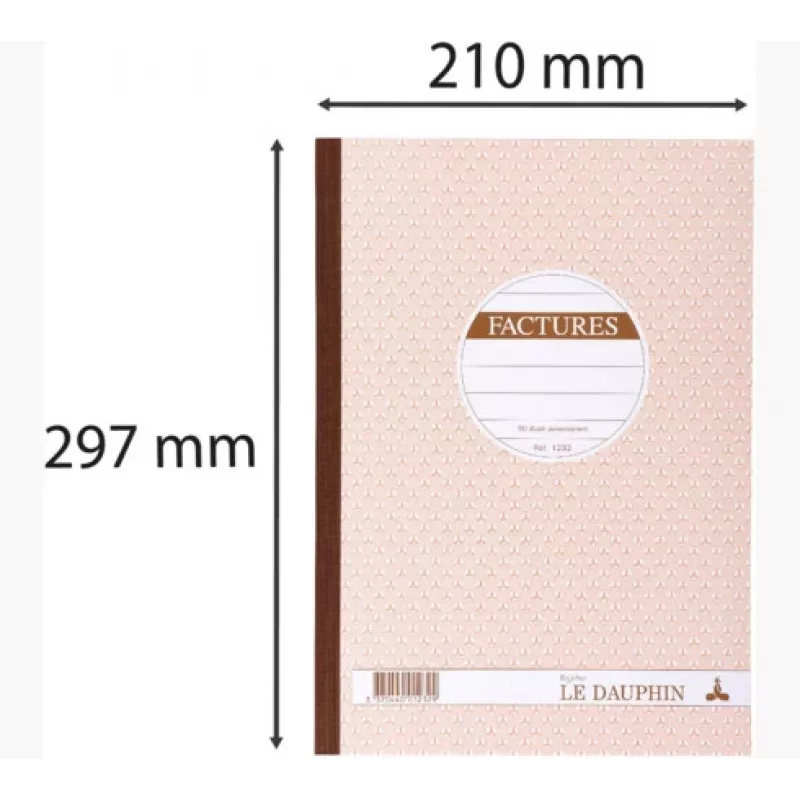 Le Dauphin 1232D bloco de cópia A4 para faturas, 2 vias, 50 conjuntos, branco/amarelo