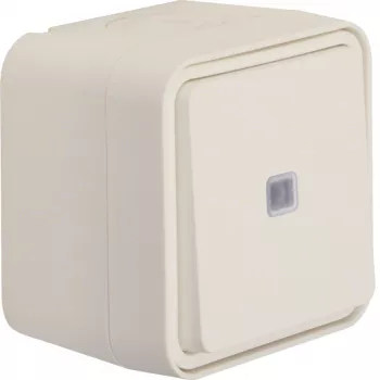 Hager WNC021B botão, saliente, iluminado, 1 NO, IP55, branco polar