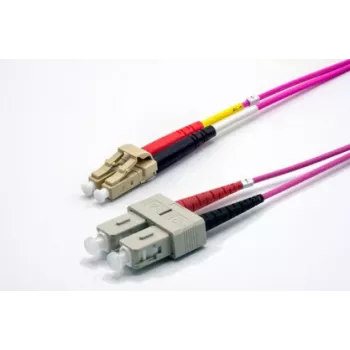 Cabo de patch de fibra ótica duplex OM4 EKIVALAN LC/SC, 50/125 µm, violeta urze, 5 m COZOM4DCLC2SE0050A