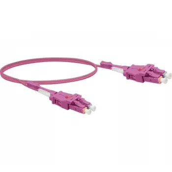 Cabo de patch de fibra ótica OM4 Uniboot LC duplex para LC duplex EXERTIS CONNECT, 50/125 µm, violeta urze, 5 m 392954