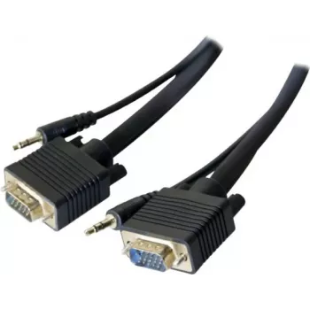 Cabo de monitor S-VGA EXERTIS CONNECT com áudio, ficha HD D-Sub 15 pinos macho para macho, 5,0 m, preto 137221
