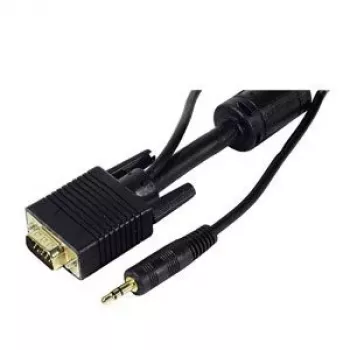 Cabo de monitor S-VGA EXERTIS CONNECT com áudio, ficha HD D-Sub 15 pinos macho para macho, 5,0 m, preto 137221