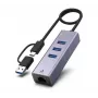 Adaptador de rede Ethernet Gigabit USB 3.1 Exertis Connect com hub USB e conversor Type-C (310763)