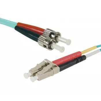 EXERTIS CONNECT Cabo de rede de fibra ótica Eco, 50/125 µm, fibra OM3, LC Duplex para ST Duplex, Aqua, 3,0 m, Acabamento UPC 392733