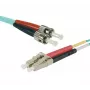 EXERTIS CONNECT Cabo de rede de fibra ótica Eco, 50/125 µm, fibra OM3, LC Duplex para ST Duplex, Aqua, 3,0 m, Acabamento UPC 392733