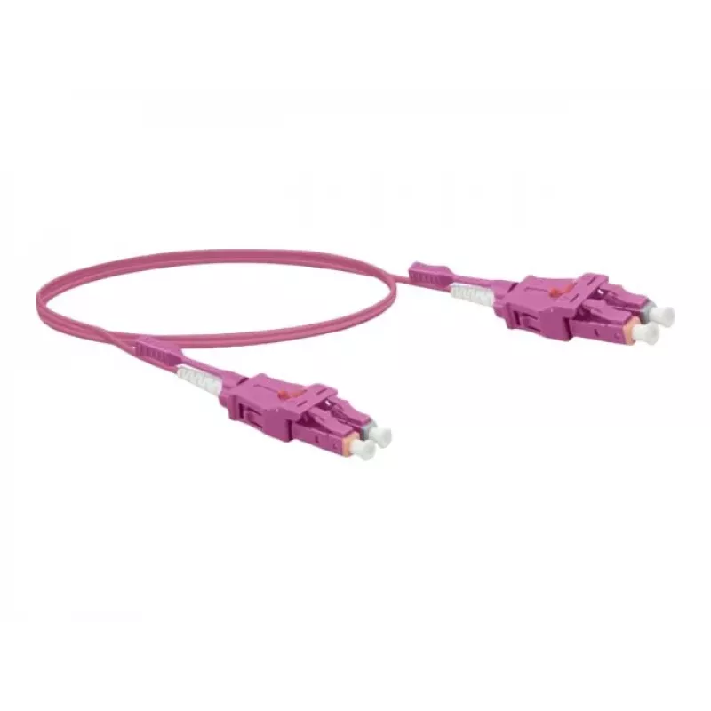 Exertis Connect Cabo de rede LC/UPC para LC/UPC OM4 Multimodo Duplex Uniboot, 1m, Violeta Erika, LSZH 392951