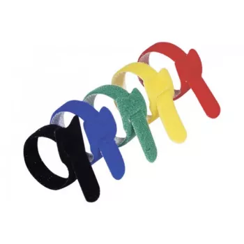 Exertis Connect Conjunto de atilhos de cabo de velcro, 210 mm x 16 mm, 15 unid., 5 cores (preto, azul, verde, amarelo, vermelho)