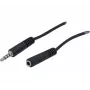 EXERTIS CONNECT Cabo de extensão de áudio estéreo de 3,5mm, ficha para conector fêmea, 2m, preto 721133