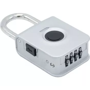 EXERTIS CONNECT Cadeado de impressão digital com combinação de 4 dígitos – liga de zinco, IP65, recarregável (594500)