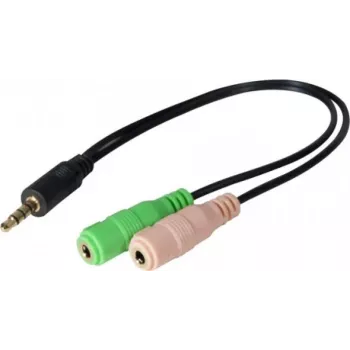 Exertis Connect Adaptador de headset CTIA - 3,5mm TRRS para TRS duplo (divisor de auscultadores/microfone) 721135