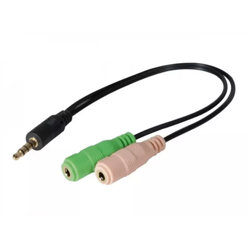 Exertis Connect Adaptador de headset CTIA - 3,5mm TRRS para TRS duplo (divisor de auscultadores/microfone) 721135