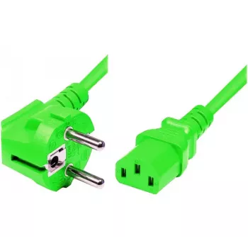 Cabo de alimentação Exertis Connect, ficha Schuko angular para conector fêmea IEC C13, verde, 1,8 m (808016)