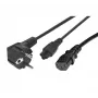 Splitter de cabo de alimentação Exertis Connect - ficha CEE 7/7 para conector fêmea IEC C5 e C13, 10A 250V, cabo principal 1,2 m / derivações 0,6 m, preto 808411