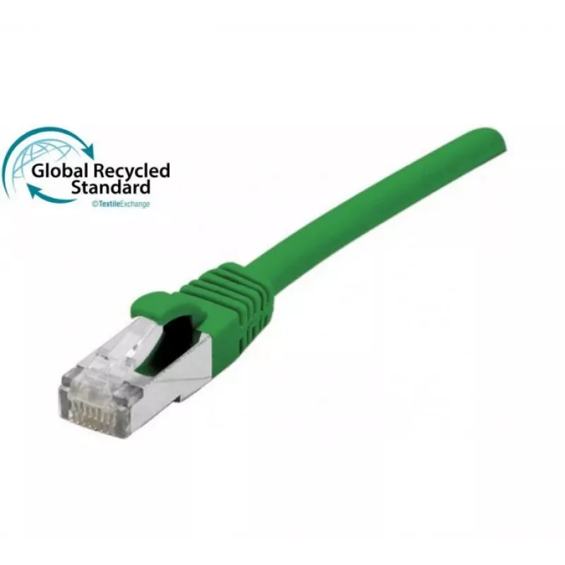 Cabo de rede Cat. 6A S/FTP EXERTIS CONNECT, TPE, sem halogéneos, certificado GRS, snagless, verde, 0,3 m 854528