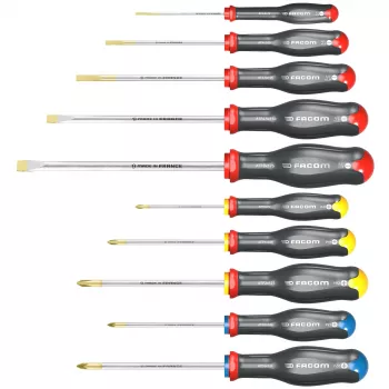 Facom Protwist® Conjunto de chaves de parafusos universal 10 peças SL/PH/PZ ATW.J10PB