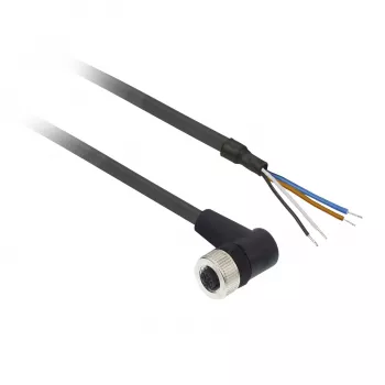 TMSS GERMANY Telemechanique Sensors Conector fêmea M12 4 polos reto cabo PUR, 10m, preto, IP67 XZCP1241L10