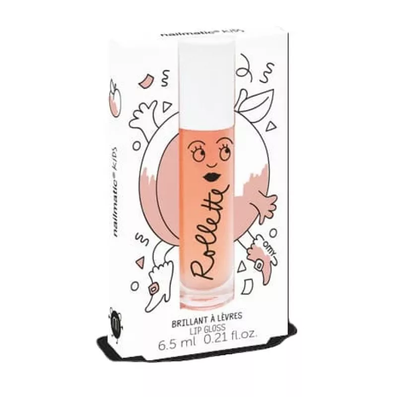 Brilho labial roll-on para crianças Nailmatic Kids Peach, 6,5 ml