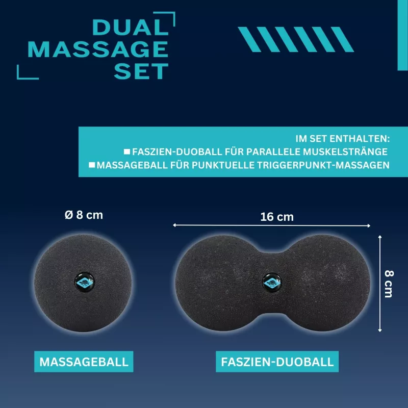 SCHILDKRÖT conjunto de massagem duplo, 2 peças: 1 bola amendoim (aprox. 80 x 160 mm), 1 bola de massagem - 1 unid. (960134)