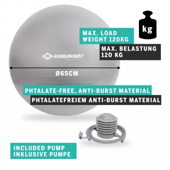 SCHILDKROT Bola de ginástica 65 cm prateado Anti-Burst 960156