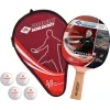 Donic Schildkröt 788450 Raquete de ténis de mesa para principiantes e jogadores recreativos - borracha preta, punho de madeira, côncavo, madeira de 5 camadas, esponja de 1,0 mm, não aprovada pela ITTF