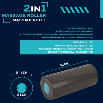 SCHILDKROT conjunto de 2 rolos de massagem 2 em 1 preto/azul espuma EPP 960237