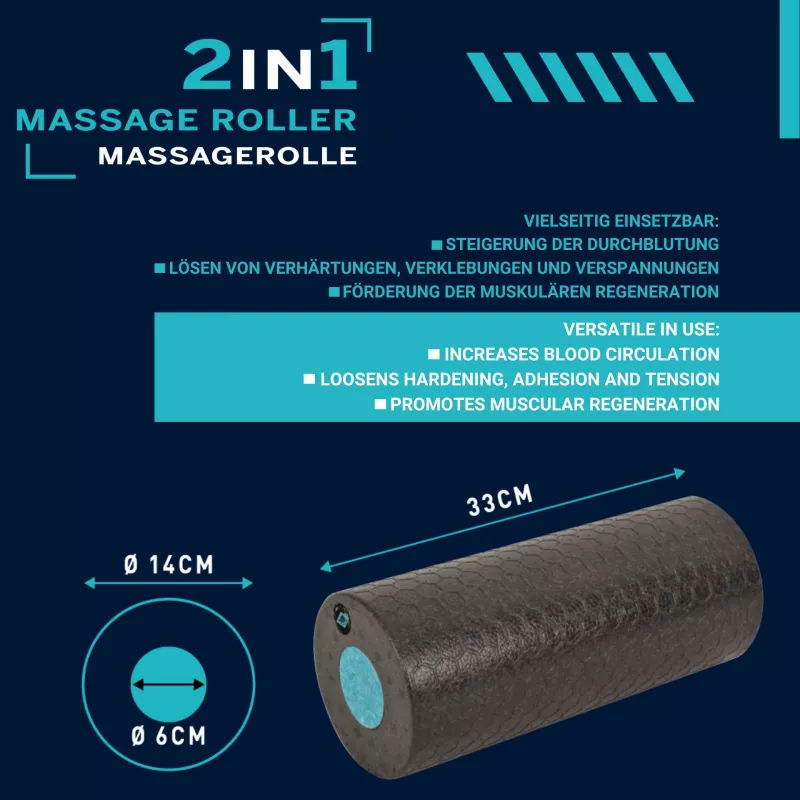 SCHILDKROT conjunto de 2 rolos de massagem 2 em 1 preto/azul espuma EPP 960237