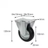 Wagner design yourself roda fixa RO 8104, roda de 100 mm, caixa prateada, roda preta em PP, capacidade de carga 100 kg 4810401