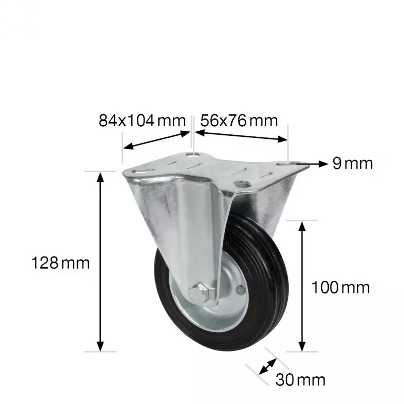 Wagner design yourself roda fixa RO 8104, roda de 100 mm, caixa prateada, roda preta em PP, capacidade de carga 100 kg 4810401