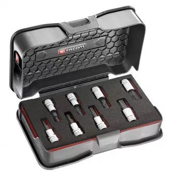 Conjunto de chaves de caixa com bits Allen Facom JTM.J8MGRPPB 8 peças 3/8 polegadas encaixe (H3-H12) com mala de armazenamento
