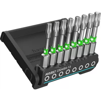 HAZET 2304SH-13 conjunto de 8 bits TORX interior 1/4 polegadas T10-T45, 25 mm, aço especial, fosfatado