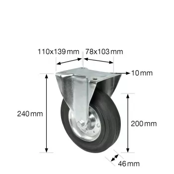 Wagner design yourself roda fixa RO 8200 prateada, roda de 50 mm, capacidade de carga 50 kg, aço galvanizado 4820001