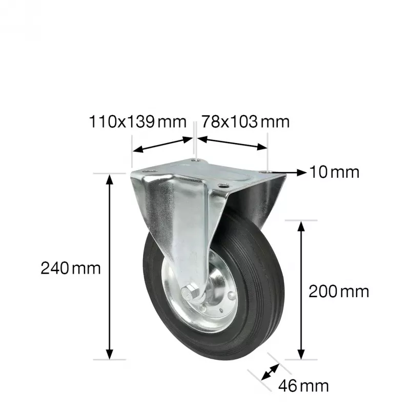Wagner design yourself roda fixa RO 8200 prateada, roda de 50 mm, capacidade de carga 50 kg, aço galvanizado 4820001