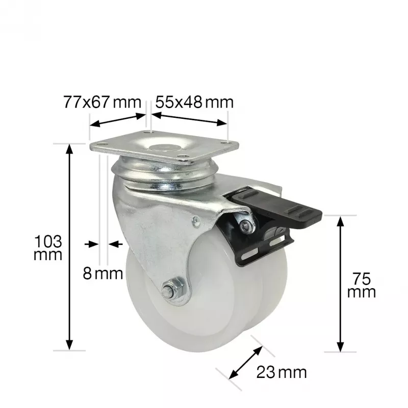 Wagner design yourself ECO RO 3277 roda giratória dupla 32 mm branco/cinzento (3327701)