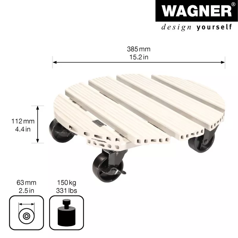 WAGNER design yourself carrinho para plantas GH0557, plástico, redondo, cinzento-claro, Ø 38,5 cm, 1 unid. (20055701)