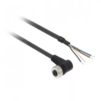 TMSS GERMANY Telemechanique Sensors conector fêmea M12 reto 4 pinos cabo PUR, 2 m, preto XZCP1241L2