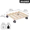 Wagner design yourself carrinho para plantas GH 0438, quadrado, madeira maciça de faia, 34 x 34 x 8 cm, 4 rodas giratórias, 100 kg de carga, natural, ajustável individualmente 20043801