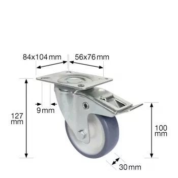 Wagner design yourself Roda giratória RO 7600 cinzento 75 mm (4760001)