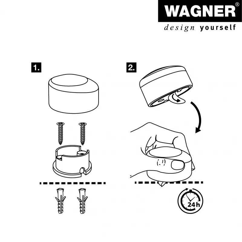 Wagner Design Yourself EH 5181 Batente de porta de chão, zamak com amortecedor de borracha, níquel mate, 50 mm 15518111