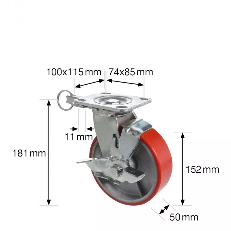 Wagner design yourself Roda giratória de carga pesada RO 0115 vermelho 100 mm 150 kg 4011501