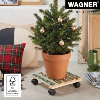 WAGNER design yourself Roda para plantas GH0653 quadrado madeira 29x8 cm 20065301