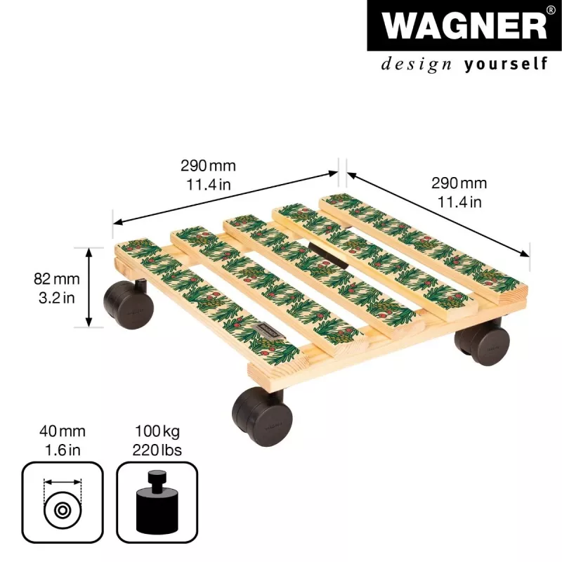 WAGNER design yourself Roda para plantas GH0653 quadrado madeira 29x8 cm 20065301