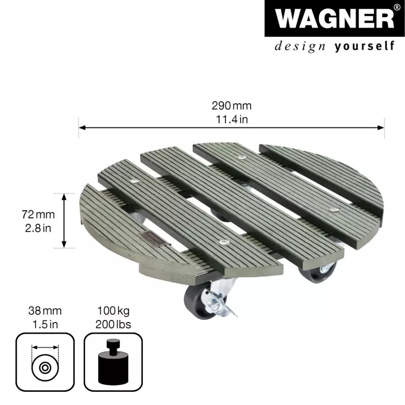 WAGNER design yourself Roda para plantas GH0528 plástico, Ø 29 cm verde-escuro redondo, 1 unid. 20052801