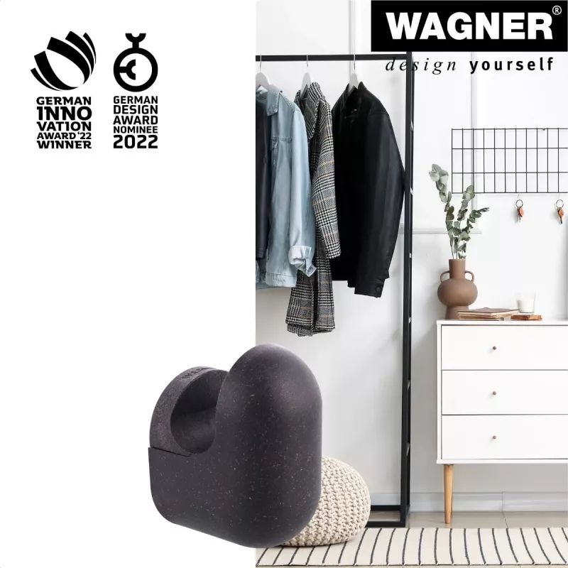 Wagner design yourself PILL Cabide de parede, 1 gancho, preto, alumínio, montagem na parede, 40 mm 17040221