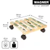 WAGNER design yourself carrinho para plantas GH0645 design quadrado em madeira 29 x 8 cm, bétula natural contraplacado, 4 rodas giratórias, 100 kg de carga 20064501