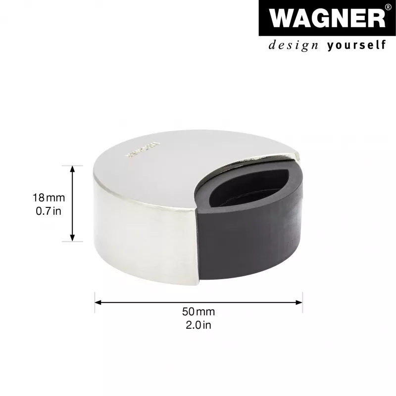 Wagner design yourself EH 5151 batente de porta em zamak com batente de borracha, cromado, Ø50 mm, para aparafusar, prateado 15515111