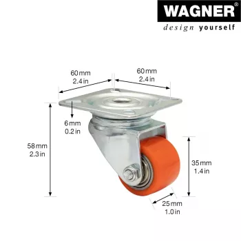 Wagner design yourself roda giratória de carga pesada RO 6935 vermelha (4693501)