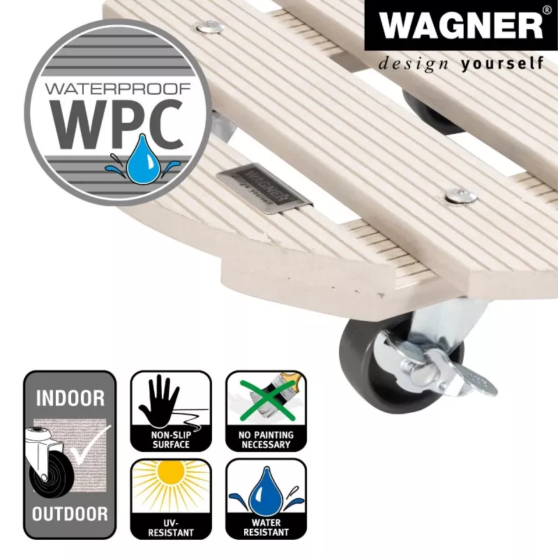 WAGNER design yourself carrinho para plantas GH0527 plástico, Ø 29 cm branco redondo, 1 unid. (20052701)