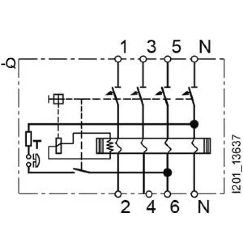 Siemens SENTRON 5SV36448 interruptor diferencial, tipo A, 40 A, 300 mA, 4 polos, 400 V, seletivo
