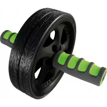 SCHILDKROT roda abdominal / treinador abdominal, preto/verde, roda dupla, 185 mm de diâmetro, 45 mm de largura 960045