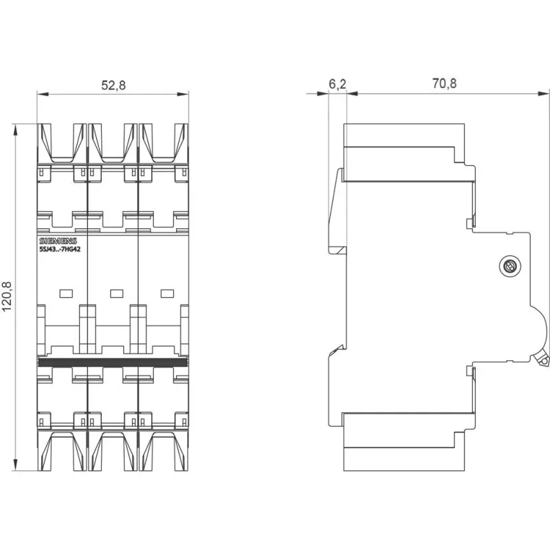 Siemens SENTRON 5SJ4 disjuntor 3 polos, curva C, 16 A, 6 kA, 400 V AC 5SJ43167HG42